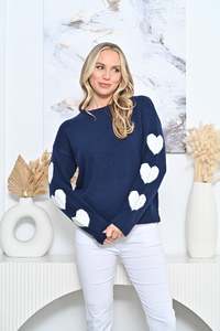 Heart Sleeve Knit - Navy