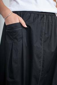 Skirts: Cyrus Skirt - Black With White Topstitching