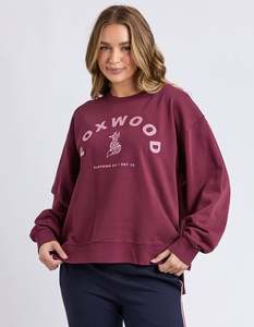 Sweats Hoodies: Effortless Contrast Crew - Windsor Wine