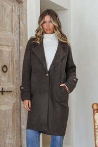 Ridgley Button Cuff Coatigan - Chocolate