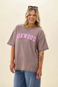 Interval Tee - Brown With Pink Writing