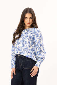 Seeking Lola Womens Clothing: Centred Top - Blue Bloom