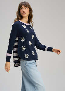 Zaket Plover: Daisy Chain Knit - Dark Denim