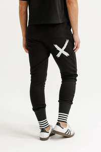 Homelee: Alpine Apartment Pants - Black With Striped Cuff