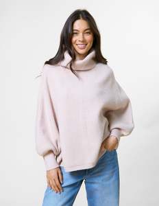 Polo Neck Poncho - Blush