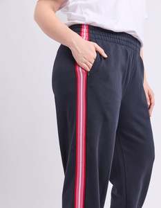 Sweatpants Joggers: Lover Track Pants - Navy With Pink Stripe