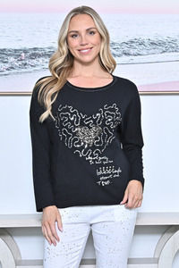 Heart Front Long Sleeve Tee - Black