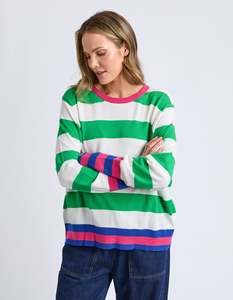 Reggie Long Sleeve Knit - Green/White Stripe