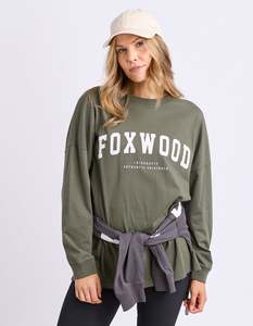 Interval Long Sleeve Tee - Khaki With White