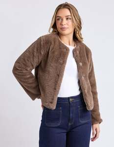 Tops: Sofia Fur Jacket - Mocha