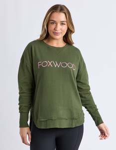 Simplified Metallic Sweatshirt - Olive With Pink