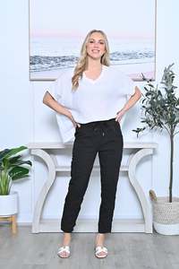 Stretchy Crinkle Pants - Black