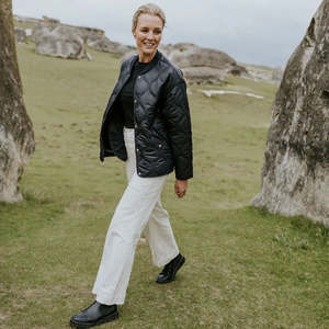 Talei Quilted Bomber Jacket - Black