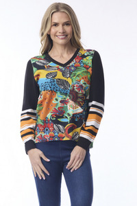 Knitwear: Yoruba Knit Jumper Vee Neck - Printed