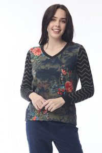 Orientique 1: Keqioa Knit Jumper Vee Neck - Printed