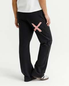 Homelee: Avenue Apartment Pants Winter Weight - Black with Coral Stripe Cross