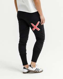 Homelee: Alpine Apartment Pants - Black With Coral Shadow Cross