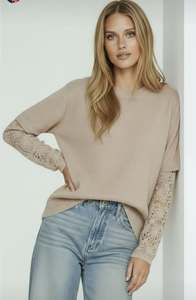 Brooklyn Lace Sleeve Layer Knit - Latte 2ND DROP
