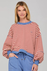 Guru Sweater - Washed Maroon Stripe
