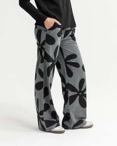 Homelee: Palazzo Pants - Graphite Daisies