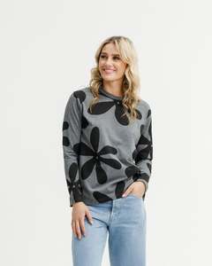 Homelee: Long Sleeve Chris tee - Graphite Daisies