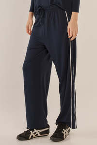 Evelyn Wide Leg Joggers - Navy