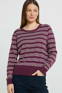 Lenore Sweater - Wine/Pink Stripe
