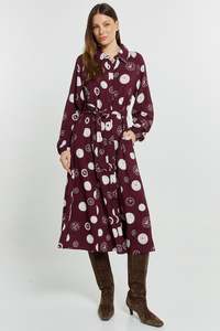Dresses: Stamp Shirt Dress - Postage Stamp Print