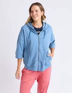 Sweats Hoodies: Beachy 3/4 Sleeve Zip Hoodie - Blue Shadow