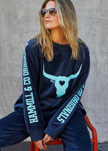 Hammill Co: Velour Sweatshirt - Navy