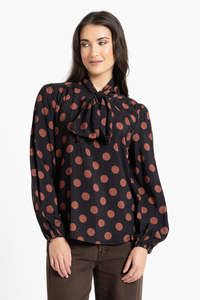 Shirts: Prowl Top - Cocoa Dot