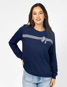 Stella And Gemma: Classic Sweatshirt - Navy Stripes and Bow