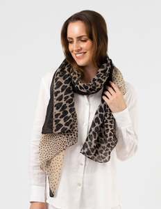 Scarves - Beige And Black Hearts And Dots