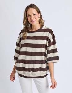 Mazie Block Sweatshirt - Coffee/Marshmellow