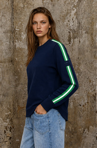 Bianca Sweatshirt - Navy With Green
