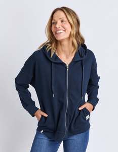 Beachy Long Sleeve Zip Hoodie - Navy