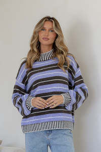 Grace Co: Tilly Knit - Chocolate/Lilac