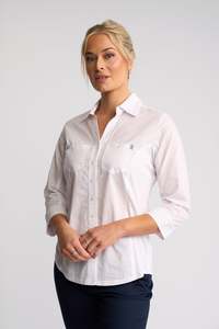 Shirts: Isla Shirt With Side Ribbing - White
