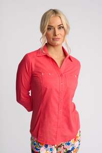 Shirts: Isla Shirt With Side Ribbing - Raspberry