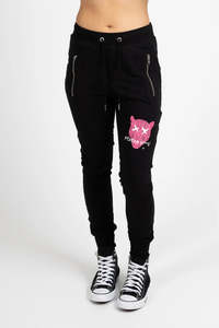 Sweatpants Joggers: Escape Trackies Leopard - Black/Pink