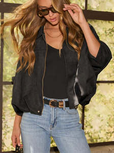 Yuzu Suede Bomber - Black