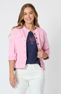 Maggie Denim Jacket - Flamingo
