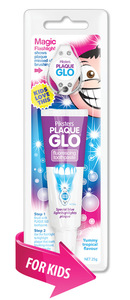 Products: PLAQUE GLO – disclosing toothpaste and torch system – Tropical flavour