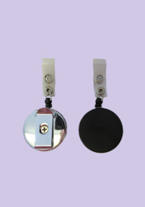 Products: Retractable Keypull with Cord - Chrome/Black Medium - Allcard Services NZ