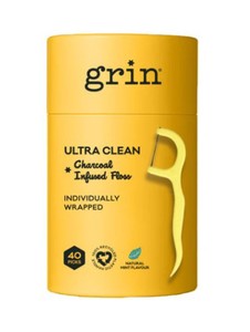 Grin Ultra Clean Adults 100% Recycled Floss Picks 40pk- charcoal infused