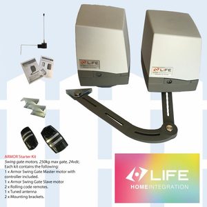 Life Armor, 24v Double 2m Swing Gate Motors, Starter Kit