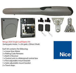 Starter Kit, Wingo 2024 (240v/24v) Single Swing Gate x 2m Leaf