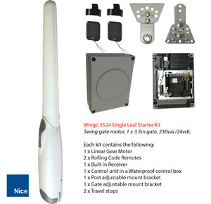 Starter Kit, Wingo 3524 (240v/24v) Single Swing Gate x 3.5m Leaf