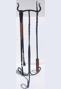 Fire Poker Stand - Wrought Iron, Handmade by NZ Blacksmith
