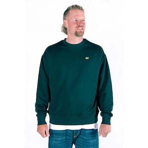 Drop-Shoulder Heavy Crew -  Essentials Range -  Forest Green - Relaxed Fit